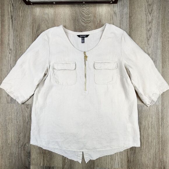 Ellen Tracy 100% Linen Shirt size L - Picture 1 of 7